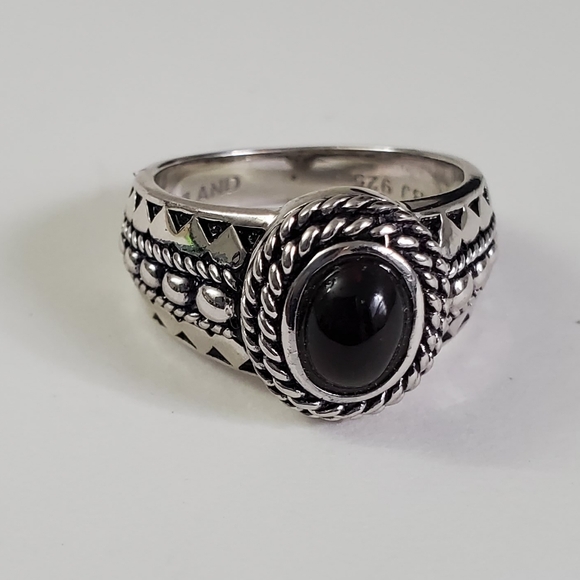 Sterling Silver 925 Black Opal Red Solitaire Ring - Picture 4 of 10